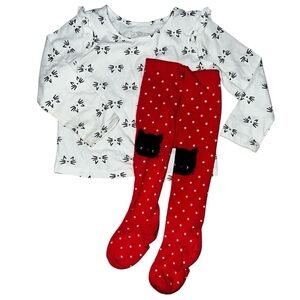 Gymboree Red Polka Dotted Cat Leggings and T-shirt Size 12-18 Months